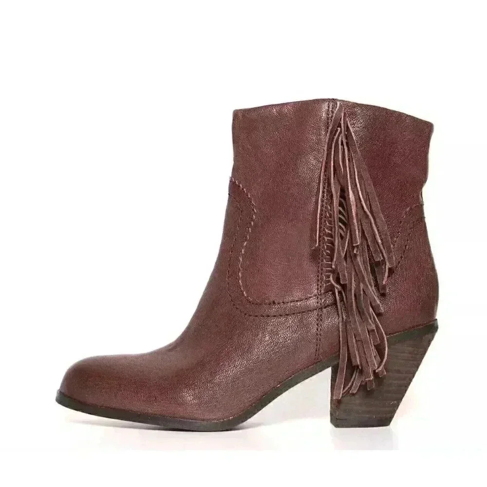 Sam Edelman Louie Women's Brown Leather Casual Booties N4146 Size 8M